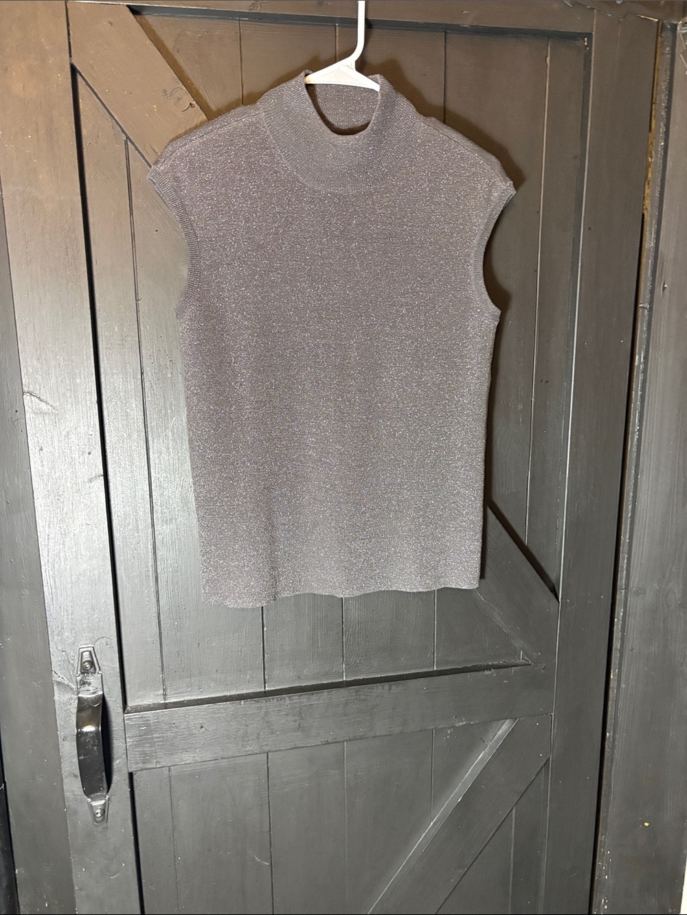 Coldwater Creek Sparkle Mock Neck Sleeveless Tank in Shimmery Gray